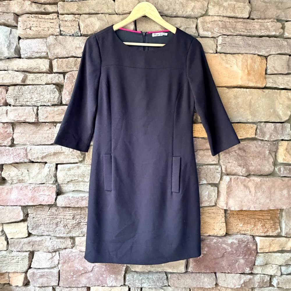 Eliza J Women 6 Sheath Dress Black 3/4 Sleeve Round Neck Workwear LBD Capsule